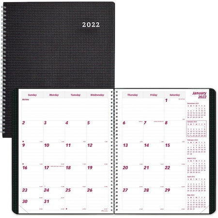 Brownline Planner, Duraflex, Mthly, Bk REDCB1262VBLK